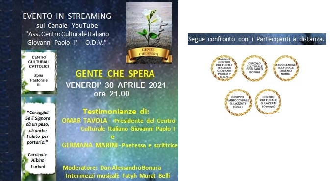Serata online “GENTE CHE SPERA” – Testimonianze